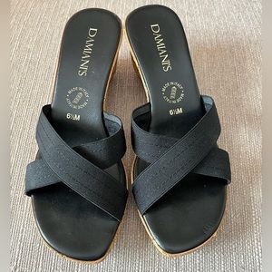Damiani’s Black Cork Wedge Sandals - Immaculate Condition - Made in Italy - 6.5M